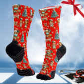 Red Whimsical Christmas Gingerbread Girl Nurse Socken
