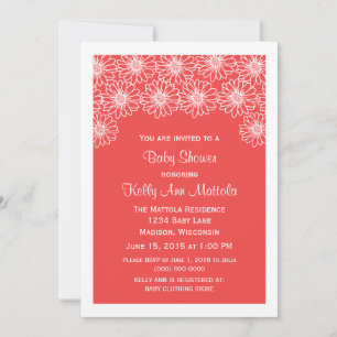 Red Whimsical Daisies Baby Shower Einladung