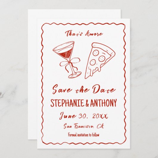 Red Whimsical Frame, das ist mehr italienisch Hoch Save The Date (Vorne/Hinten)