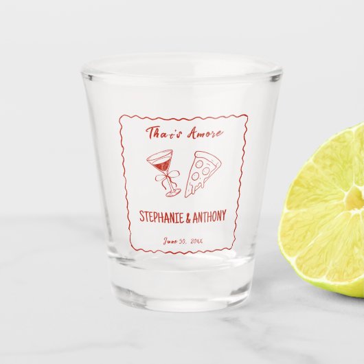 Red Whimsical Frame, das ist mehr italienisch Hoch Schnapsglas (Vorderseite)