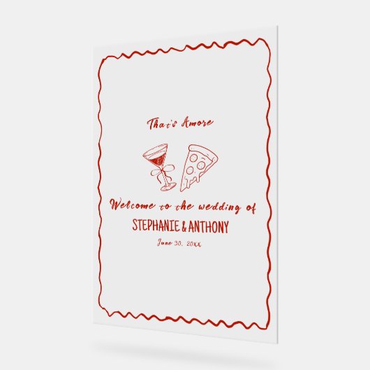 Red Whimsical Frame That's Amore Italian Wedding Acrylschild (Winkel)