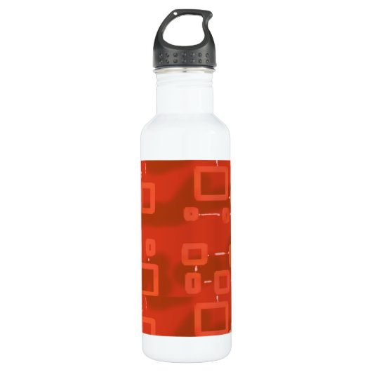 Red Whimsical Geometric Abstract Edelstahlflasche (Vorderseite)