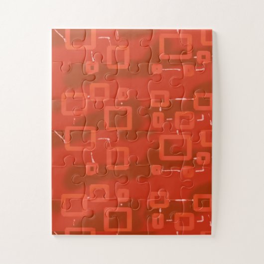 Red Whimsical Geometric Abstract  Puzzle (Vertikal)