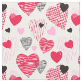 Red Whimsical Hearts Pattern Valentine Stoff (Nahaufnahme)