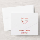 Red Whimsical Pizza That's Amore Italian Wedding All In One Einladung (Rückseite)