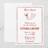 Red Whimsical Pizza That's Amore Italian Wedding Einladung (Vorne/Hinten)