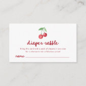 Red Whimsical Retro Cherries | Diaper Raffle Begleitkarte (Vorderseite)