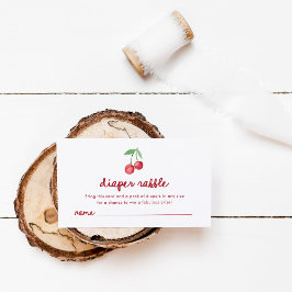 Red Whimsical Retro Cherries | Diaper Raffle Begleitkarte