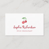 Red Whimsical Retro Cherries | QR-Code Visitenkarte (Vorderseite)