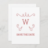 Red Whimsical Save the Date Postcard Geblüht Ankündigungspostkarte (Vorne/Hinten)