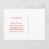 Red Whimsical Save the Date Postcard Geblüht Ankündigungspostkarte (Rückseite)