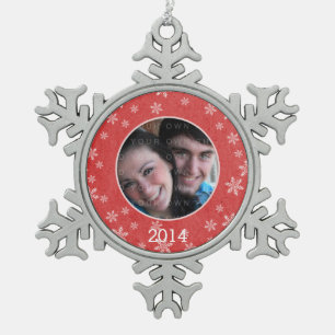 Red Whimsical Snowflakes Snowflakes Schneeflocken Zinn-Ornament