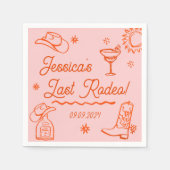 Red Whimsisical Western Cocktail Junggeselinnen-Ab Serviette (Vorderseite)