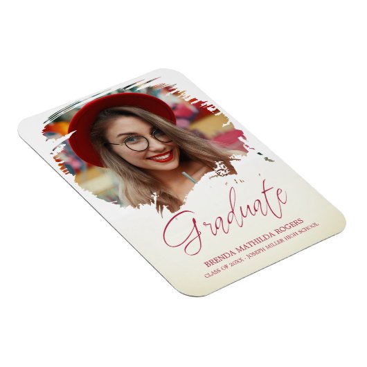 Red Whimsisitical Script Typografy Abschluss Schoo Magnet (Rechte Seite)