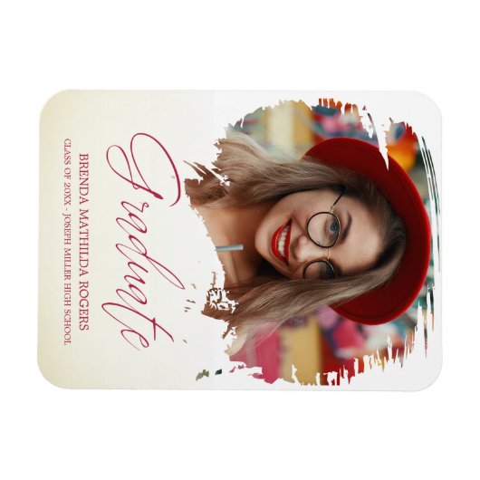 Red Whimsisitical Script Typografy Abschluss Schoo Magnet (Horizontal)