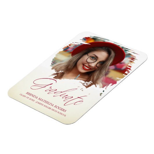 Red Whimsisitical Script Typografy Abschluss Schoo Magnet (Linke Seite)