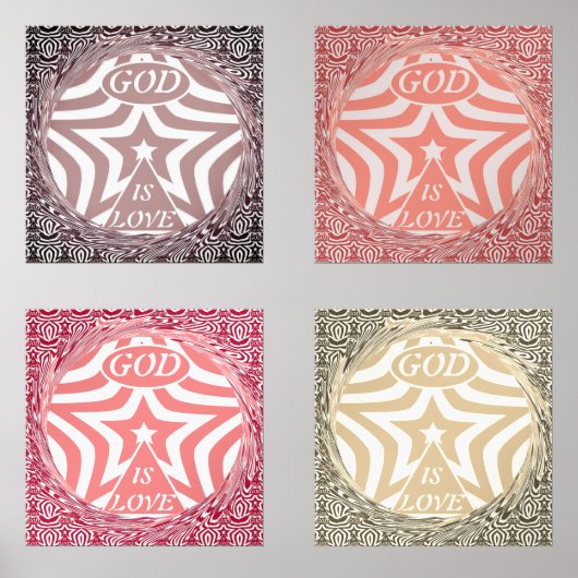 Red Whirl Pattern Poster Print - Intricate Art Bilderwand Sets (Vorderseite)