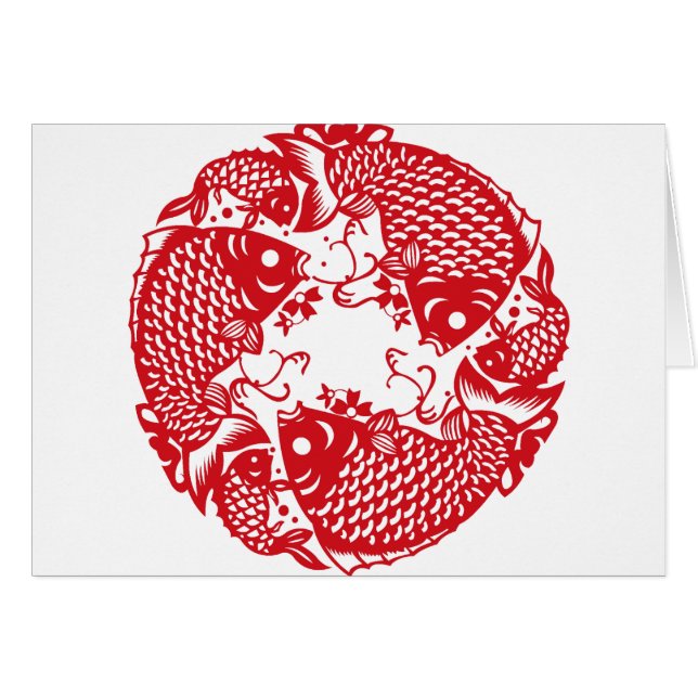 Red Whirling Koi Carp Fish Group (Vorderseite (Horizontal))
