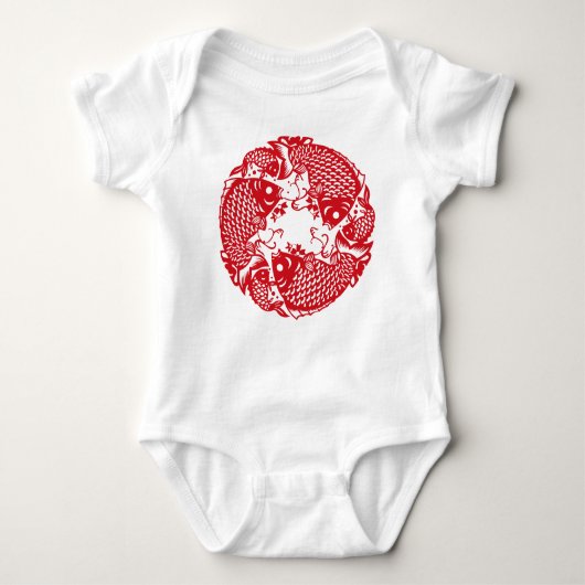 Red Whirling Koi Carp Fish Group Baby Bodysuit Baby Strampler (Vorderseite)