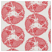 Red Whirling Koi Carp Fish Group Classic Fabric Stoff (Nahaufnahme)