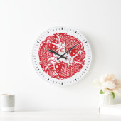 Red Whirling Koi Carp Fish Group Classic WC Große Wanduhr (Zuhause)