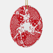 Red Whirling Koi Carp Fish Group Keramikornament (Rechts)