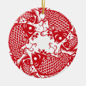 Red Whirling Koi Carp Fish Group Keramikornament (Vorne)