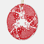 Red Whirling Koi Carp Fish Group Keramikornament (Links)