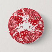 Red Whirling Koi Carp Fish Group R Button (Vorderseite)