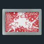 Red Whirling Koi Carp Fish Group Rechteckige Gürtelschnalle<br><div class="desc">Schöne asiatische Grafik einer köstlichen Koi Fischgruppe.</div>