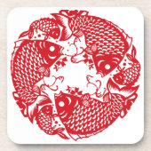 Red Whirling Koi Carp Fish Group SqC Getränkeuntersetzer (Vorderseite)
