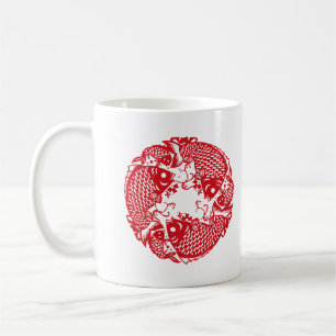 Red Whirling Koi Carp Fish Group Tasse 1