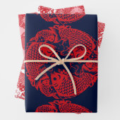 Red Whirling Koi Carp Fish Group WPS3 Geschenkpapier Set (Beispiel)