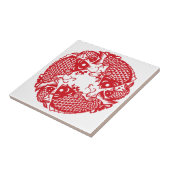 Red Whirling Koi Carp Keramik Tile Fliese (Seite)