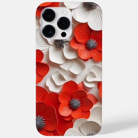RED WHITE 3-D SEHEN POPPONE ANEMONE BLUME Case-Mate iPhone HÜLLE (Rückseite)
