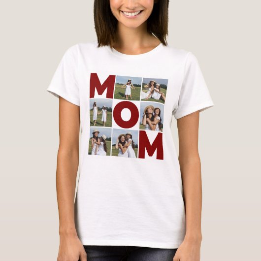 Red & White 6 Foto Collage Mama Frauen T-Shirt (Vorderseite)