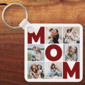 Red & White 6 Foto Collage Mama Schlüsselanhänger (Vorderseite)