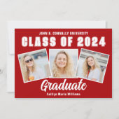 Red White Abschluss Foto Collage 2025 Graduate Ankündigung (Vorderseite)