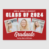 Red White Abschluss Foto Collage Graduate Magnet (Vorderseite)