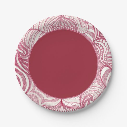 Red White Abstrakt Zeichnend Circle Paper Teller (Vorderseite)