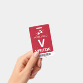 Red White Add Your Logo Bar Code Besucher hinzufüg Ausweis (Handheld)