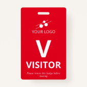 Red White Add Your Logo Besucher Ausweis (Vorderseite)