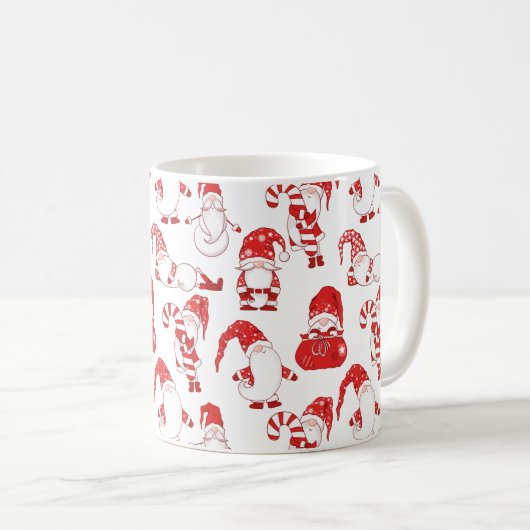 Red & White All-Over Christmas Gnome Pattern Kaffeetasse (VorderseiteRechts)