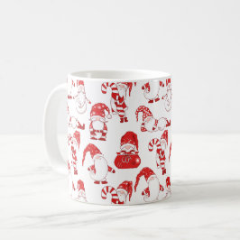 Red & White All-Over Christmas Gnome Pattern Kaffeetasse