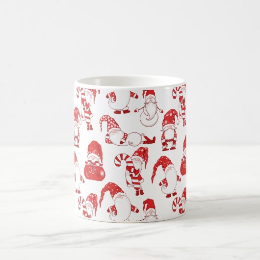 Red & White All-Over Christmas Gnome Pattern Kaffeetasse (Mittel)