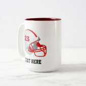 Red & White American Football Helmet Zweifarbige Tasse (Vorderseite Links)