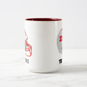Red & White American Football Helmet Zweifarbige Tasse (Mittel)
