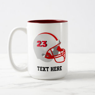 Red & White American Football Helmet Zweifarbige Tasse