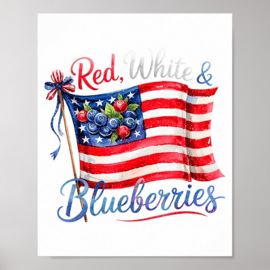 Red White &amp; Blueberries Coquette Flag Bow Men  Poster (Vorne)