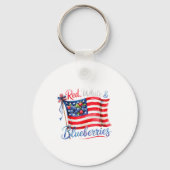 Red White & Blueberries Coquette Flag Bow Men Schlüsselanhänger (Vorderseite)